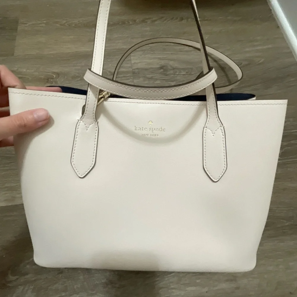 Kate Spade Harper Cream White Satchel with crossbody strap